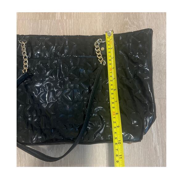 Michael Michael Kors Patent Leather Chain Tote Bag  Black Gold - Picture 3 of 9